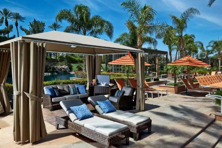 Outdoor pool cabanas